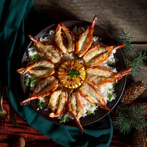 Crevettes d’Argentine à l’Ail sur Riz Basmati